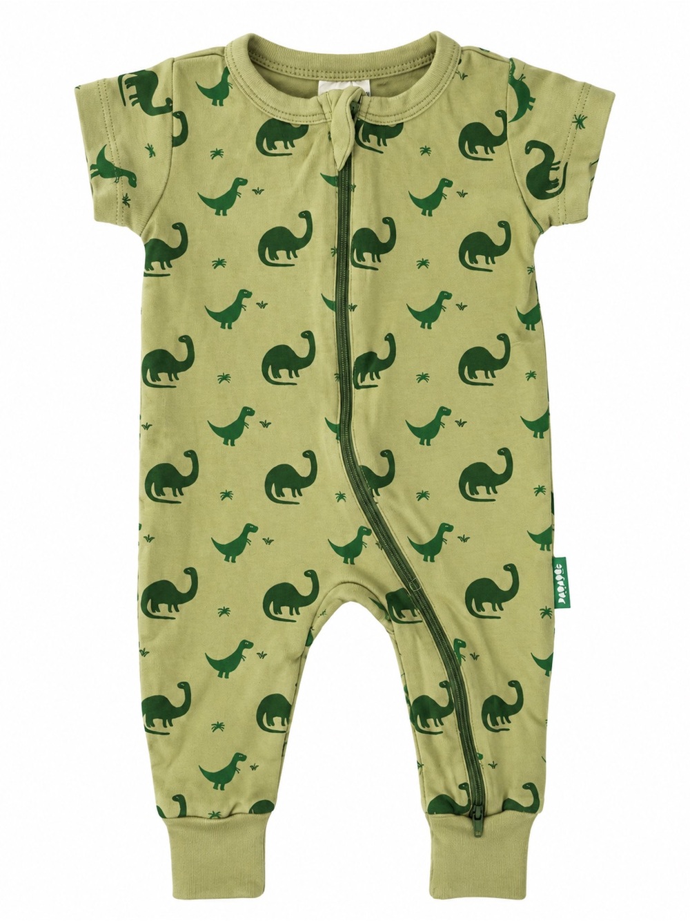 Green Dinosaur Zip Romper - Kids One-Piece Footie